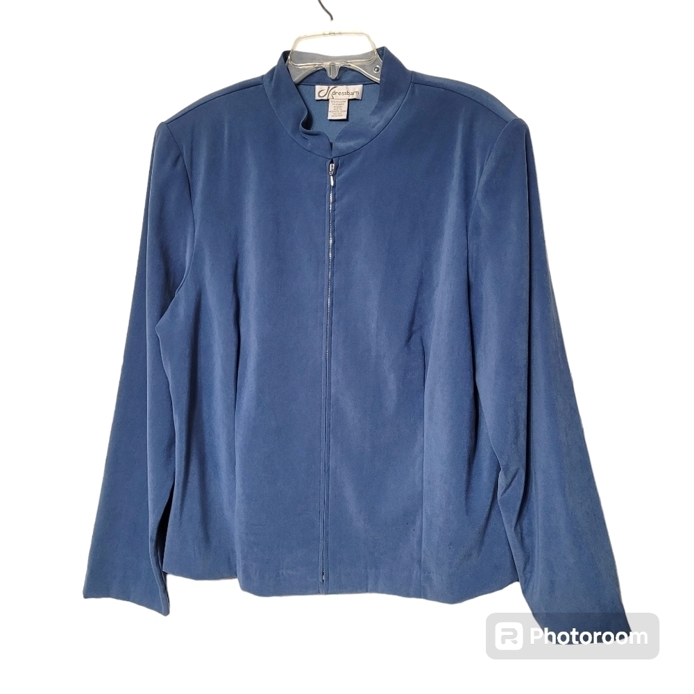 Dressbarn Powder Blue Full Zip Minimalist Career‎ Business Casual Jacket Size XL